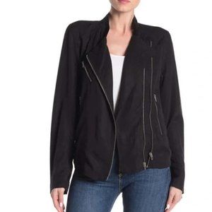 Blank NYC Woven Black Moto Jacket Silver Zippers XS
